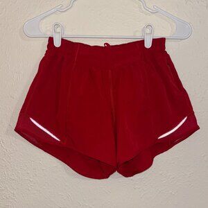 RED LULULEMON RUNNING SHORTS